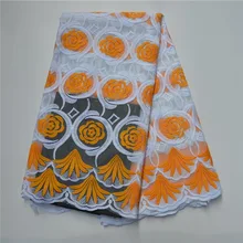 Дизайн африканская сухая кружевная ткань белого цвета высокое качество хлопок кружевная ткань швейцарская вуаль для свадьбы каждое платье