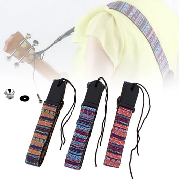 

Adjustable Durable Lightweight Portable 75-130cm Ukulele / Guitar Strap Cotton Leather Sling Belt Buckle with Tail Nail