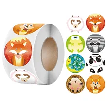 

500pcs/roll Animals Cartoon Stickers for Kids Classic Toys Sticker 8 Designs Pattern 1'' School Teacher Supplies Reward Sticker