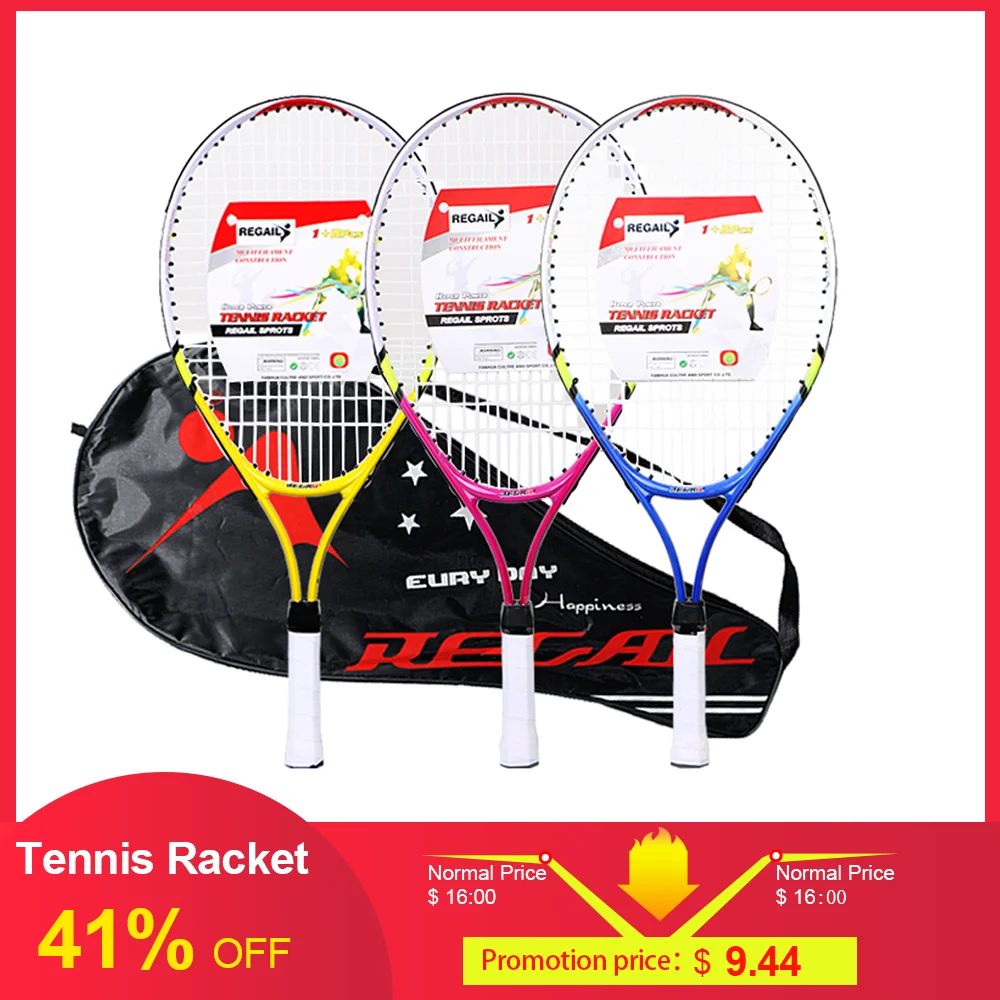 REGAIL 1 Pcs Only Teenager's Tennis Racket Aluminium Alloy  Frame with Firm Nylon Wire Perfect for Chindren Kid Tennis Training