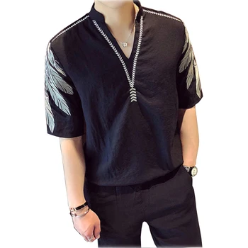 

2020 Oversized men's 160kg short sleeve t-shirt tide male bust 155 plus size half sleeve hip hop Embroidery t-shirts men 9XL 8XL