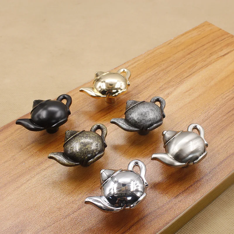 

10pcs Teapot Shape Furniture Handle Zinc Alloy Drawer Door Knobs Closet Cupboard Pull Cabinet Knobs Decorative Handles