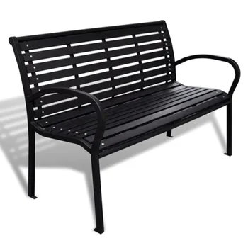 

47" Length Garden Bench with Steel Frame 3 Seat Long Chair for Parks School Playgrounds Colleges Outdoor Furniture