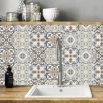 

Morocco Retro Self-adhesive Mosaic Tile Sticker Waterproof Backsplash For Kitchen Wall Sticker PVC Stair Waist Line