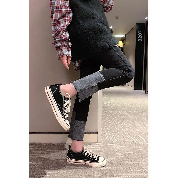 

Женские джинсовые брюки, весна 2021, брюки большого размера с прямыми штанинами, эластичные брюки с высокой талией