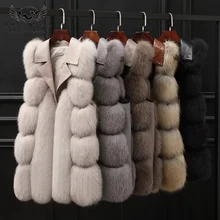 Chalecos de piel de zorro auténtica para mujer, chaquetas de piel Natural de longitud media sin mangas con cuello de piel de oveja auténtica, moda de invierno
