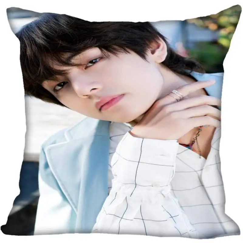 18 Пользовательские Kpop Ким Tae hyung печатные квадратные шелковые наволочки 40x40 45x45 50x50 60x60 две стороны атласная Наволочка логотип на заказ - Цвет: 18