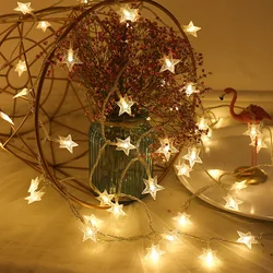 2022NEW LEDStar Light String Twinkle Garlands Battery Powered Lamp Holiday New Year Christmas Decorations for Home Fairy Lights