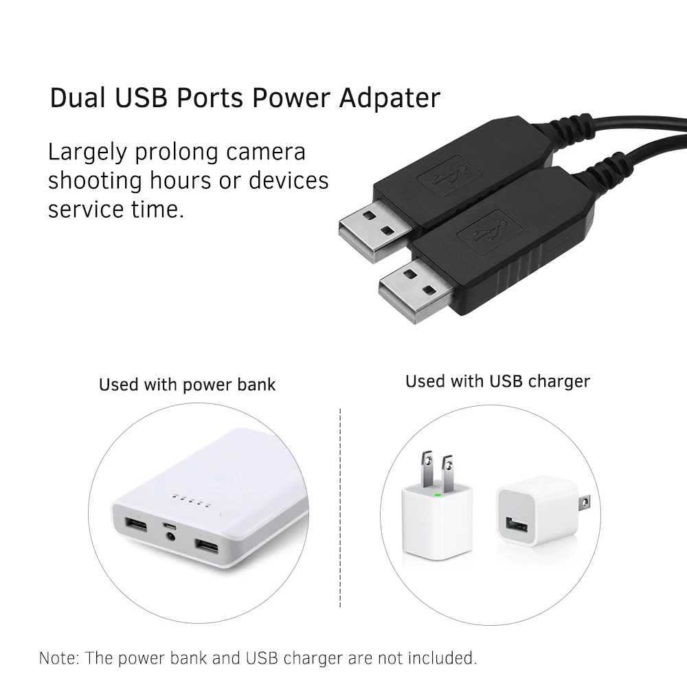 Andoer Dual USB Power Adapter DC Coupler Replacement DR-E17 Dummy Battery Pack for Canon 77D 200D 750D 760D 800D Cameras