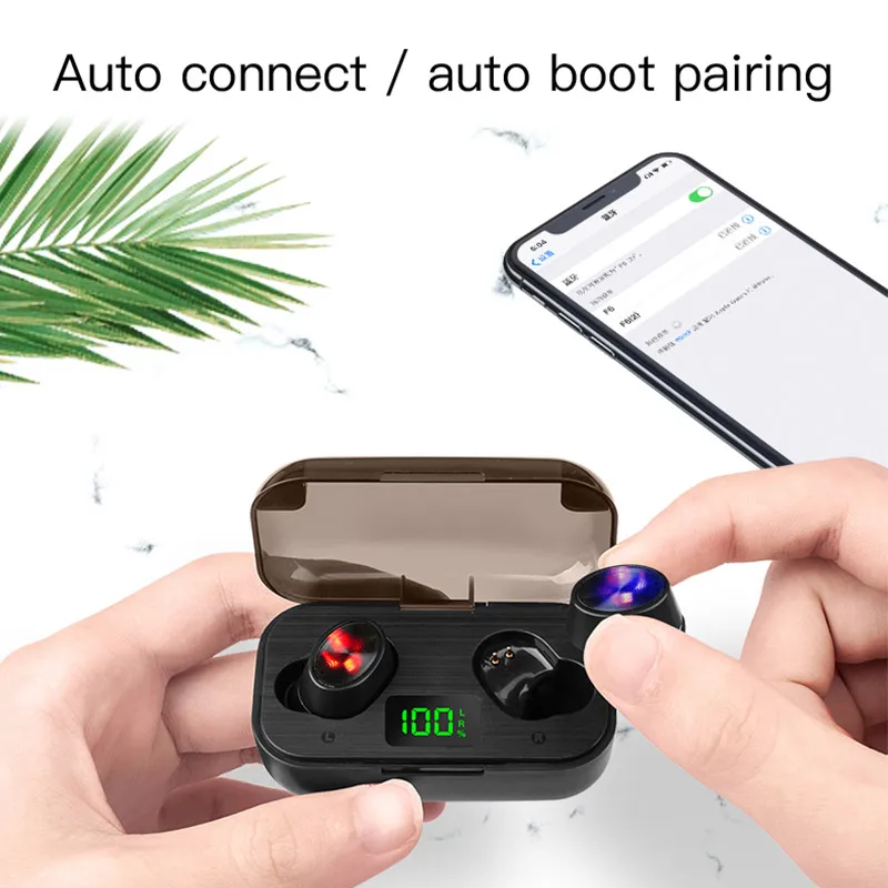 Беспроводные Bluetooth наушники TWS мини гарнитура Hi Fi светодиодный дисплей