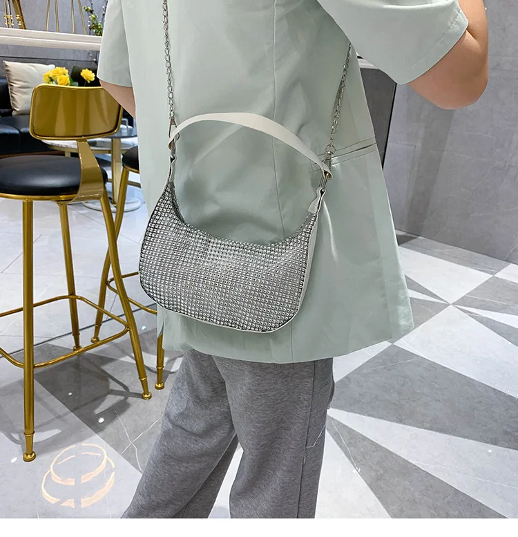 Women Luxury Shoulder Bags Diamond Hobo-bag Female Clutch Design Brand Handbag Leather PU Shiny Messenger Bag Evening Bag