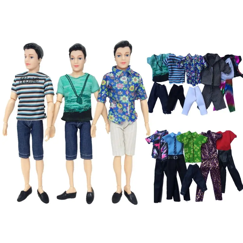 5 комплектов, модная повседневная одежда Кен, кукла, одежда, куртка, штаны, наряды, аксессуары для куклы КЕН Барби, детский подарок, случайный стиль