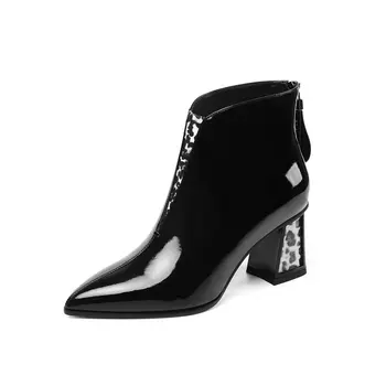 

Elegant Women Ankle Boots Pointed Toe High Heels Office Prom Shoes Woman Warm Autumn Winter Chelsea Boot Genuine Leather