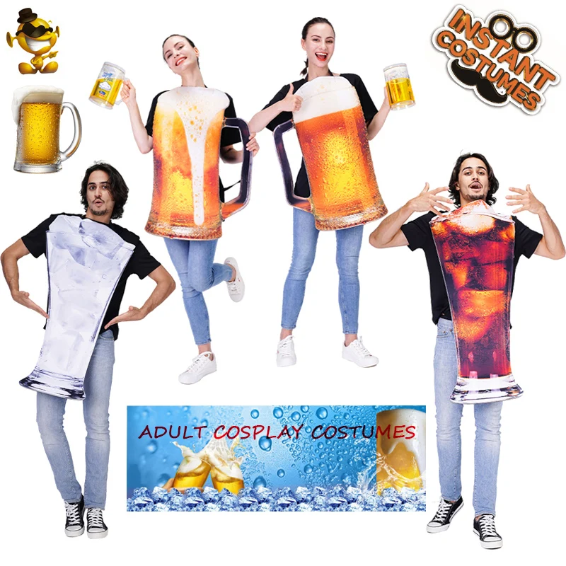 

DSPLAY Halloween Costume for Women Fancy Dress Adult Beer &Cold Drink Tunic Copslay Beer Carnival Costumes Masquerade Christmas