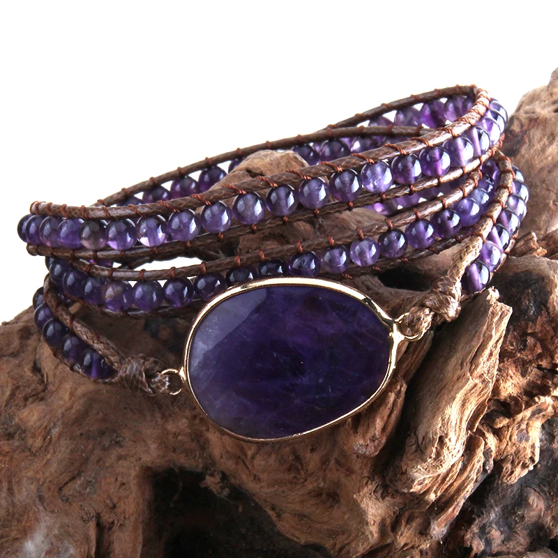 Fashion Beaded Boho Bracelet Jewelry Handmade Natural Stones Charm 3 Strands Wrap Bracelets Drop Shipping