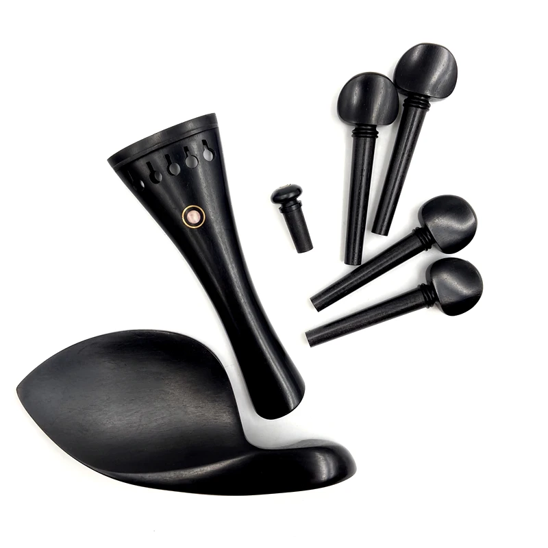 1 sets High quality 5 strings Ebony wood viola Accessories parts fittings,Tailpiece+Tuning pegs+Endpins+Chin rest/Chin Holder