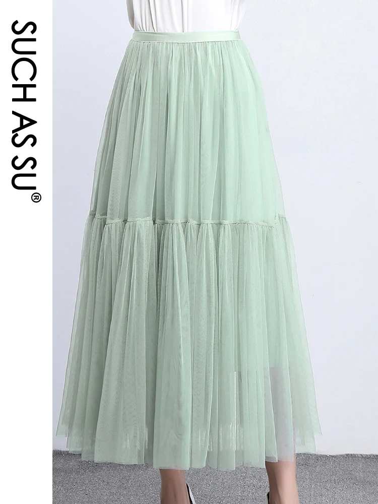 Женская плиссированная юбка из полиэстера черная серая зеленая белая сетчатая с