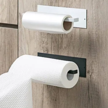 

Wall Mount Paper Towel Holder Adhesive No Drilling Tissue Paper Towel Roll Holder For Kitchen Bathroom Toilet Paper Dispenser