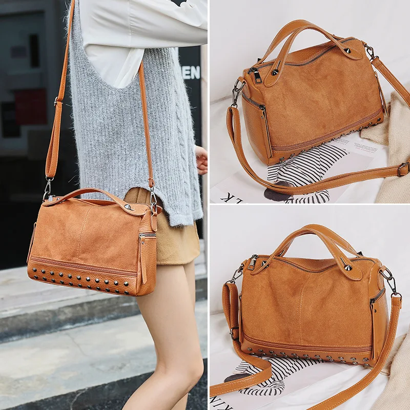 

2019 New Style Bag Occident Fashion Simple All-match Bag Shoulder Bag Capacity Large Bag Fashion And Personality Rivet Over-the-