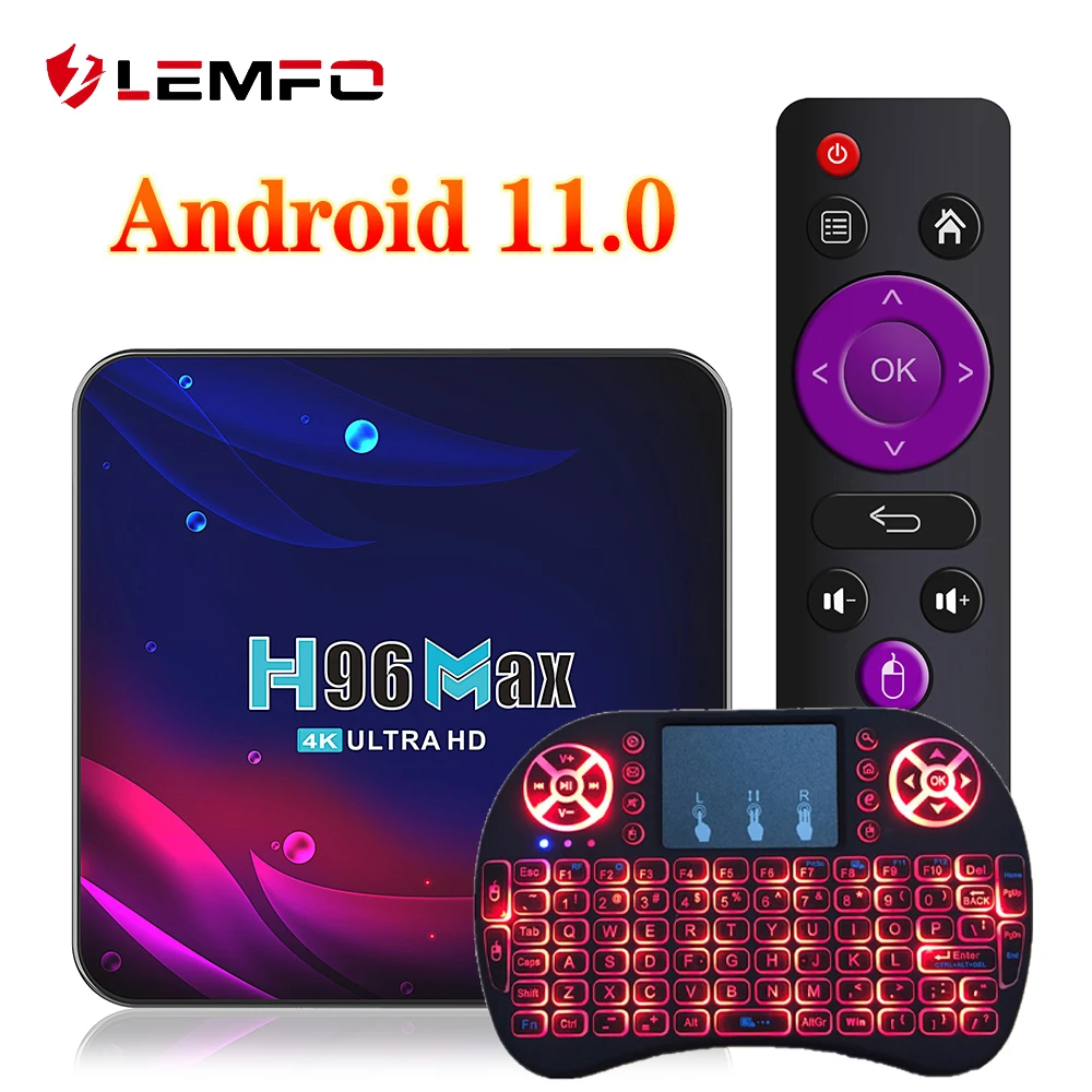LEMFO H96 Max V11 Smart TV Box Android 11 4K HD Youtube Google Play 5G Wi-Fi Bluetooth-ресивер медиаплеер 4GB 32GB 64GB BOX |