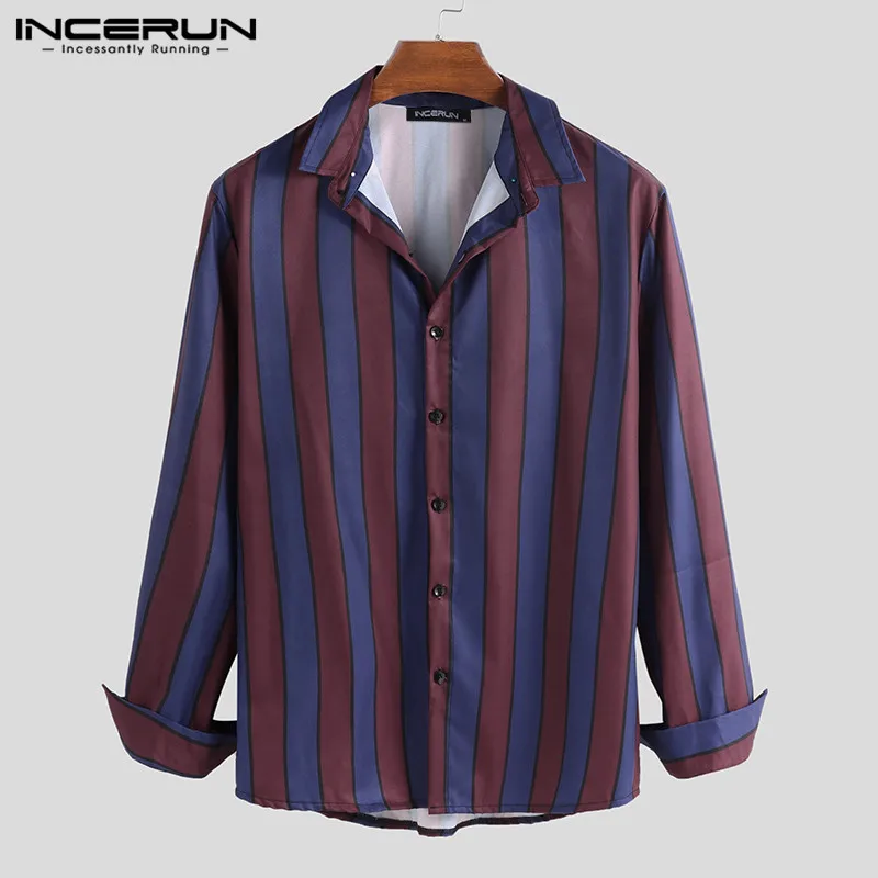 Tanie INCERUN 2019 koszula w paski mężczyźni z długim rękawem wysokiej jakości Lapel Neck Camisa moda Business Casual marka koszule męskie ulicy S 5XL