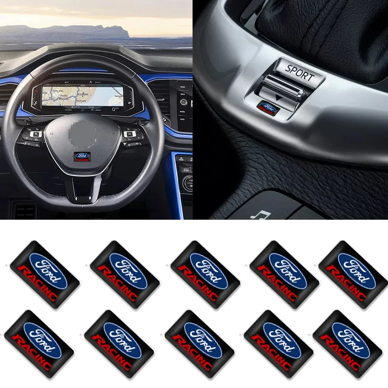 

10 pcs car new style decorative Badges Steering wheel hub caps For Fords Focus 2 3 1 MK2 MK3 MK1 Fusion Car Accessories Styling