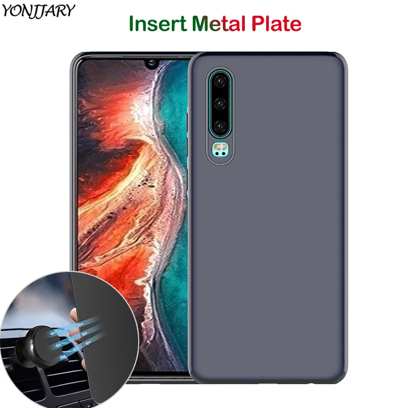 

Matte Soft TPU Magnetic Case for Huawei Mate 20 P20 P30 Pro Lite Cover Insert Metal Sheet Fit Magnet Car Holder P20 P30 Pro