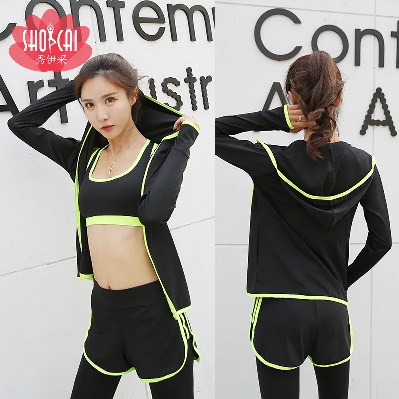 

Yoga Clothes Women's Running Thinner Pants 2019 Spring And Summer Autumn New Style Sports Three-piece Set-Piece Set Running Fitn