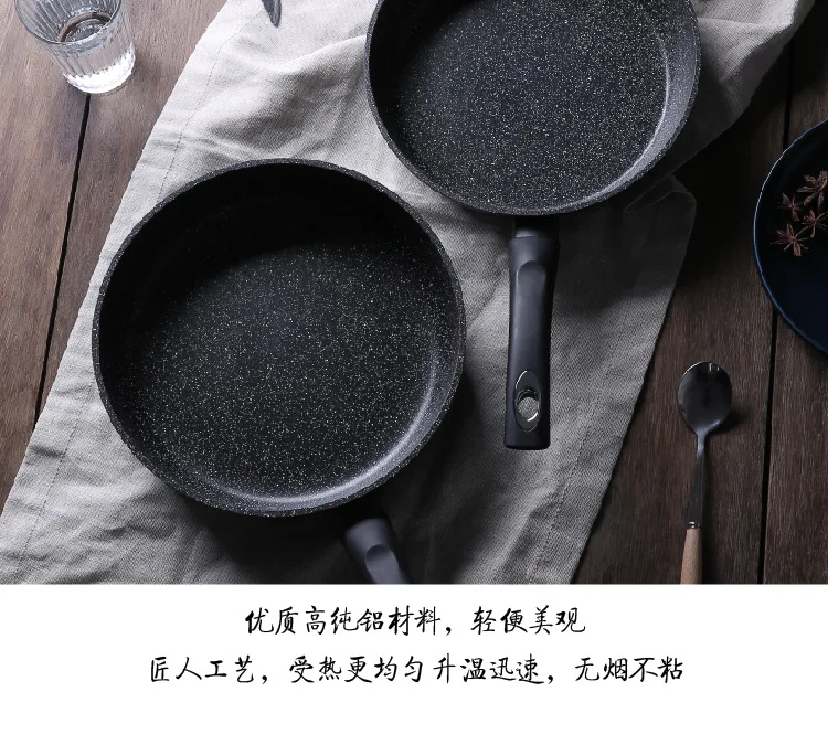 Kitchen Cookware Grill Pan24cm 26cm 28cm Black Healthy Medical Stone Frying Pan Flat Bottom Non-sticking Steak Pan Thicken