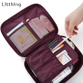 

Litthing Zipper Makeup Bag High Quality Cosmetic Bag Women Waterproof Travel Make Up Bag Organizer For Toiletry Kit 16.5x21cm #N