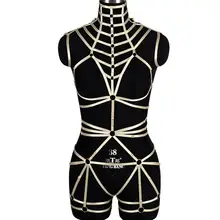 Комплект нижнего белья с золотым ремнем, бандаж на ноги, подвязки, ремни для подвязок, регулируемый сексуальный готический Ночной клуб, танец на шесте, Рейв, одежда, клетка, ремни для бюстгальтера