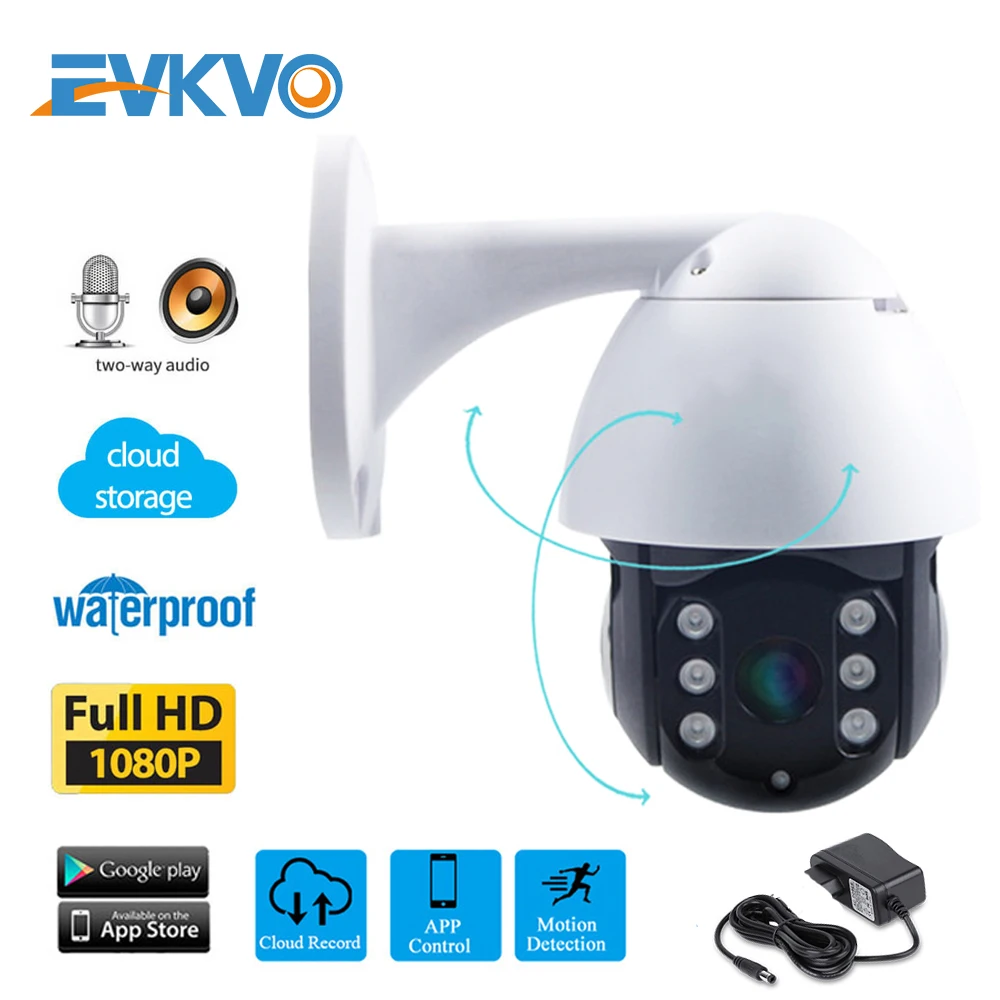 

EVKVO 2MP Outdoor PTZ IP Camera CCTV 1080P FHD WiFi Waterproof ONVIF Two Way Audio Night Vision Human Motion Detection Care APP