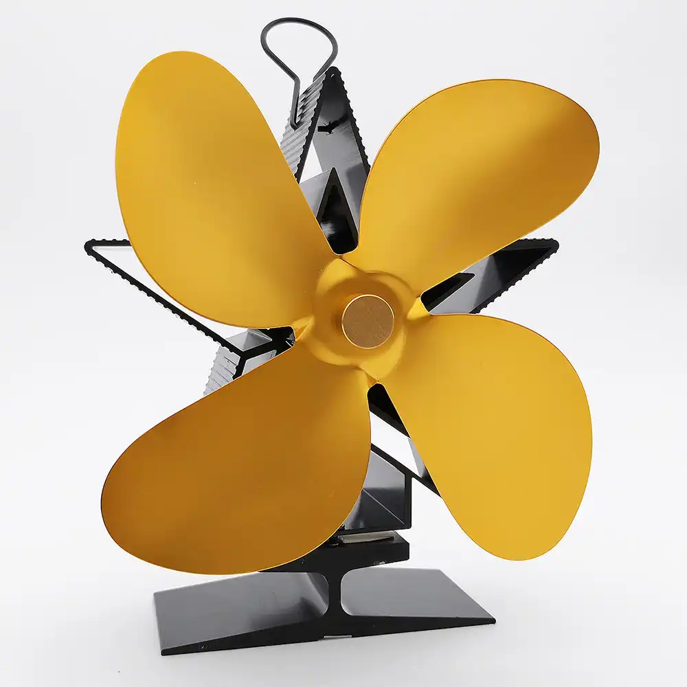 4 Blade Large Airflow Heat Powered Stove Fan Fireplace Heat