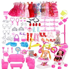 118 uds/Set de accesorios de regalos de muñecas Dressup ropa conjunto 10 Uds vestido + 108 Kits zapatos gafas DIY muebles ropa para muñeca Barbie