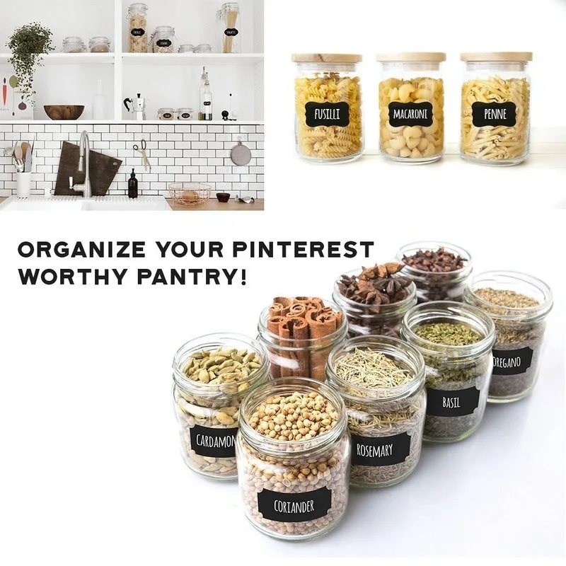 36-54pcs/Set Erasable Blackboard Sticker Craft Kitchen Jars Organizer Labels Chalkboard Chalk Board Sticker Black Board 5x3.5cm