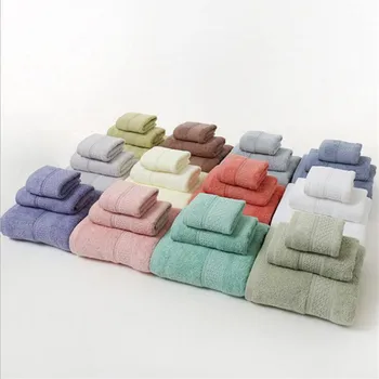 

12 Colors 3 Pcs Cotton Absorbent Face Hand Bath Towel Sets Thick Bathroom Towels Cotton Adults Kids Towel Set