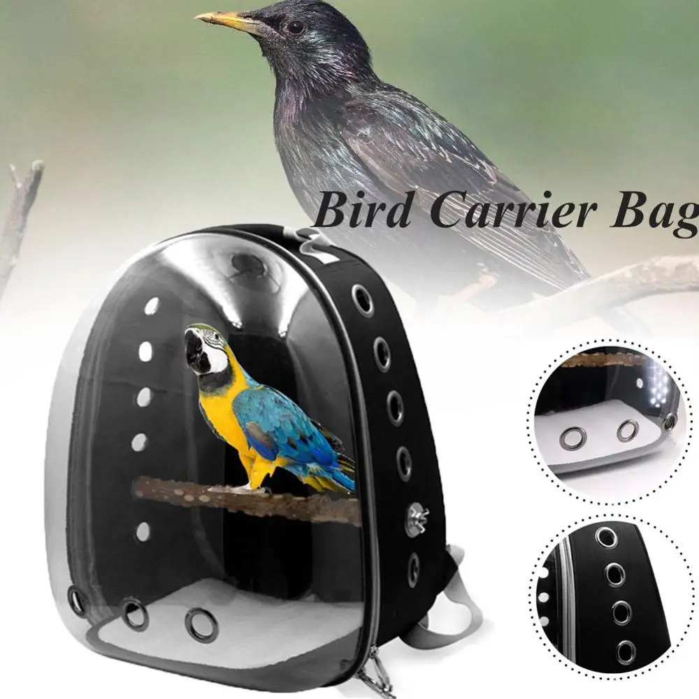 

Outdoor Bird Carrier Parrot Backpack Breathable Transparent Space Parrot Travel Cage Carrier with Panoramic Design