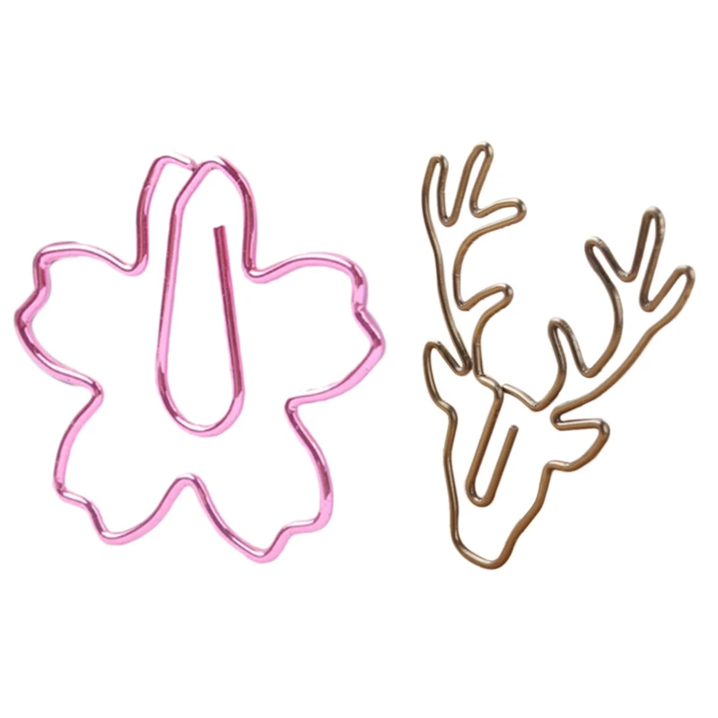 

20 Pcs Paper Clips :12 Pcs Plated Pink Paper Clips Sakura Paper Needle Bookmark Metal Memo Clip & 8 Pcs Retro Metal Book Clip Ma