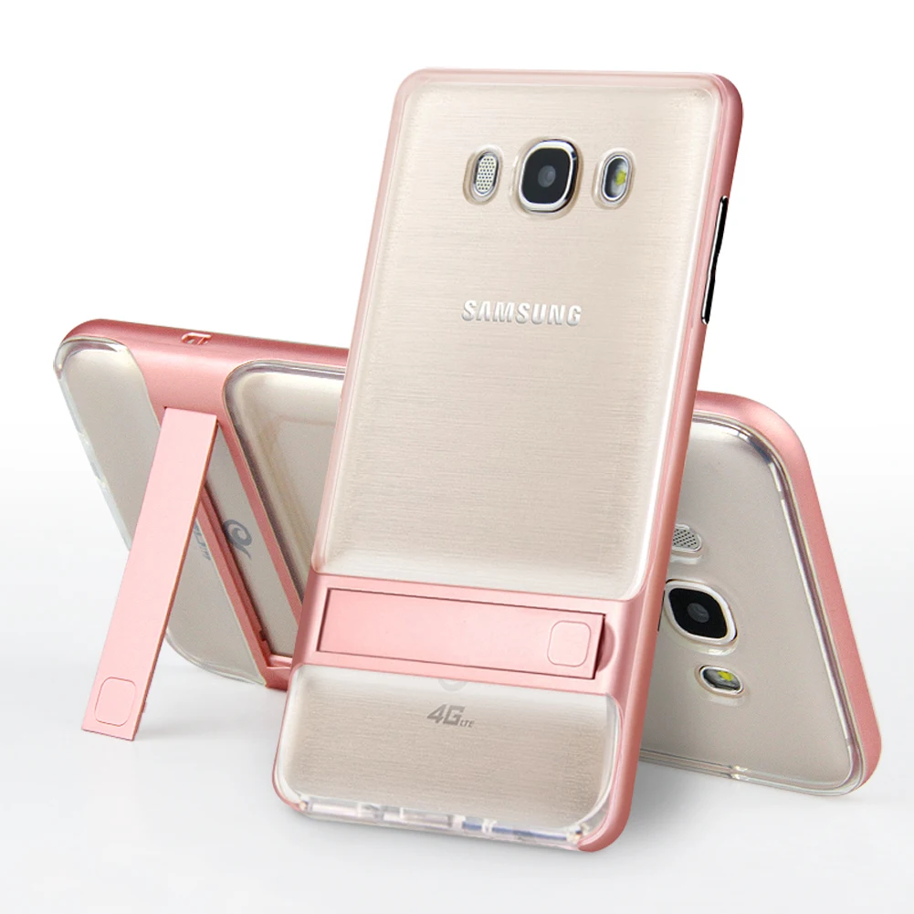 3D Kickstand мобильный чехол для samsung Galaxy J7 силиконовый чехол 5," TPU PC Гибридный телефон задняя Броня сумка samsung J7 J710 J7 LTE - Цвет: Crystal Rose Gold