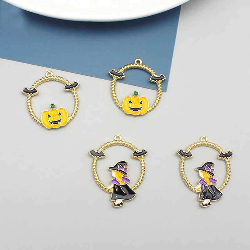 

10pcs Halloween Princess Alloy Charm DIY Pumpkin Witch Sorcerer Earrings Jewelry Accessories