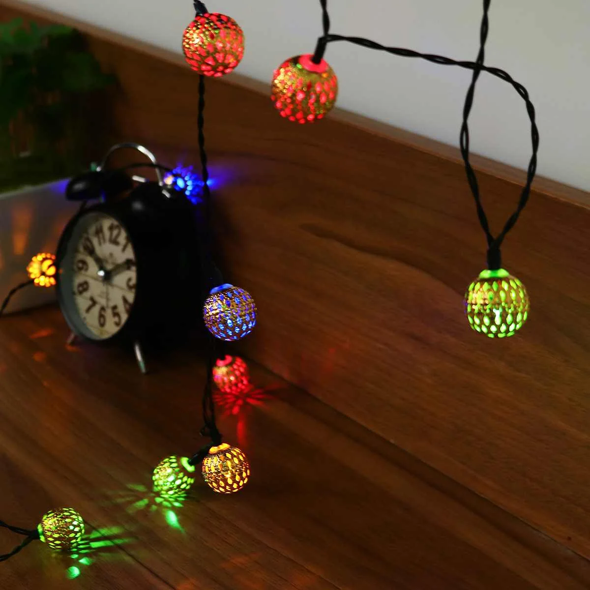 Colorful 20LED 20 Вт, 30 Вт, 50LED солнечное освещение гирлянды светодиодные уличные садовые фонари марокканский серебрянный металлический шар, волшебное сказочное настенный светильник для дома Декор для патио - Испускаемый цвет: Colorful 20LED