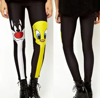 

1Pcs cartoon prints Leggings For Women New Fashion Slim Cartoon Printed Elastic Pants Trousers ER-51