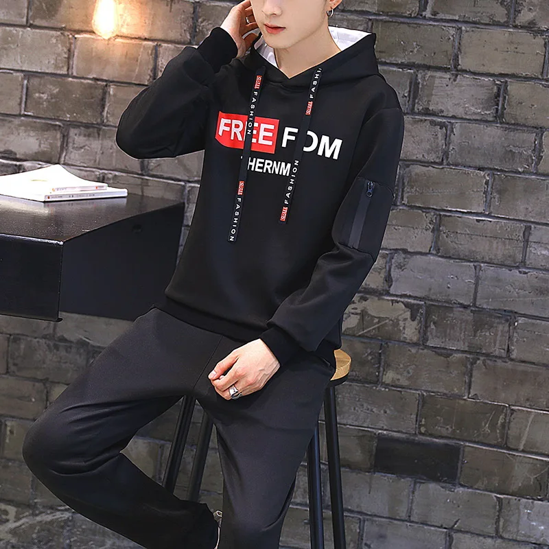 

Hoodie Suit Men Spring New Style Korean-style Trend Junior High School Students Hooded Teenager Casual Sports Jackets