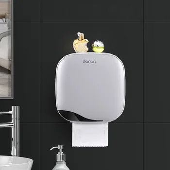 

Wall Mount Toilet Paper Holder Shelf Tissue Box Waterproof Toilet Paper Tray Roll Paper Tube Bathroom Storage Box Organizer