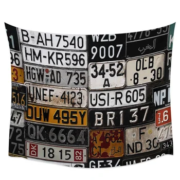

Car License Retro Style License Car Permit Wall Tapestry Cover Beach Towel Picnic Yoga Mat Home Decoration