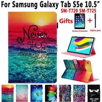 

For Samsung Galaxy Tab S5e 10.5 2019 T720 T725 Case SM-T720 SM-T725 Cover Tablet Painted Shockproof Pu Leather Shell Funda Capa