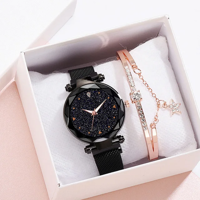 Роскошные женские магнитные часы звездного неба, женские водонепроницаемые наручные часы, женские часы-браслет, набор, relogio feminino zegarek damski - Цвет: bracelet 1