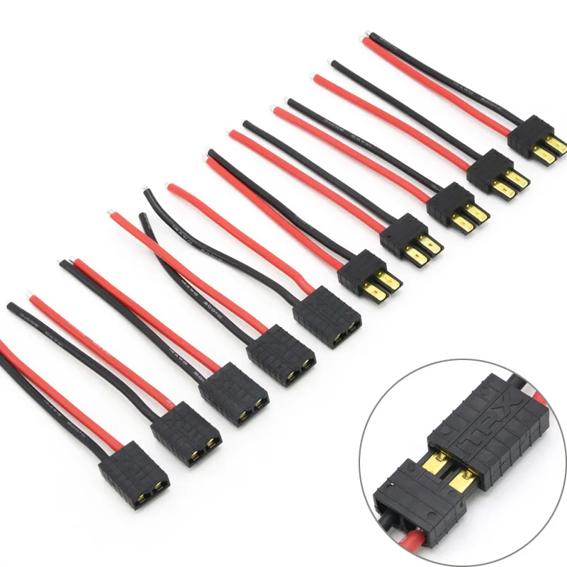 

5pcs/lot Trx Plug Male/Female Connector Silicone Wire With 10CM 14AWG For Rc Lipo Battery Drone Quadcopter Toys DIY Connectors