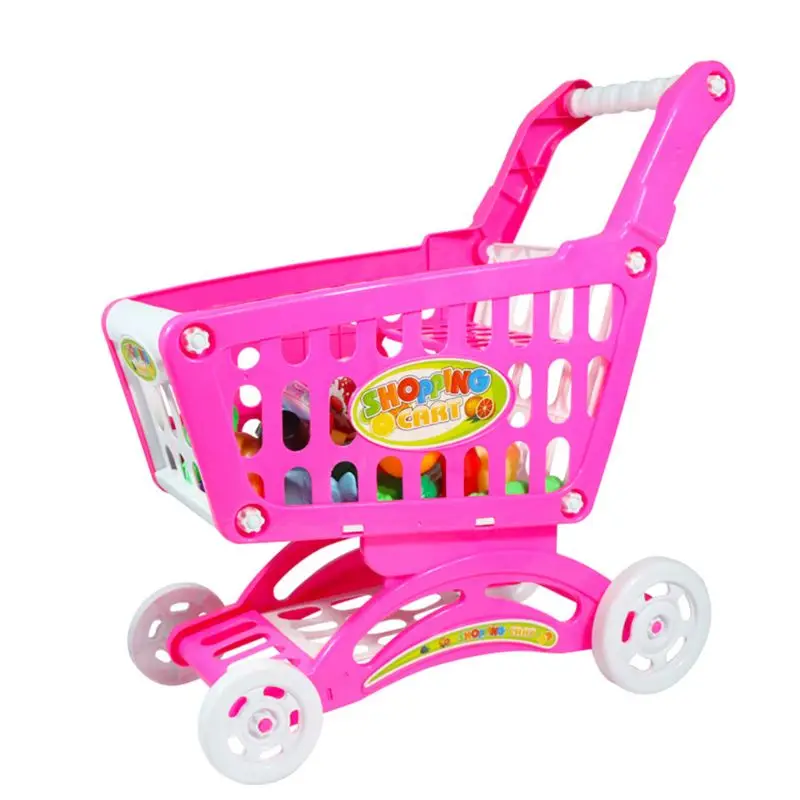 L Childrens Shopping Trolley Cart Play Food Set Kids Pretend Shop Push Along Toy - Цвет: L