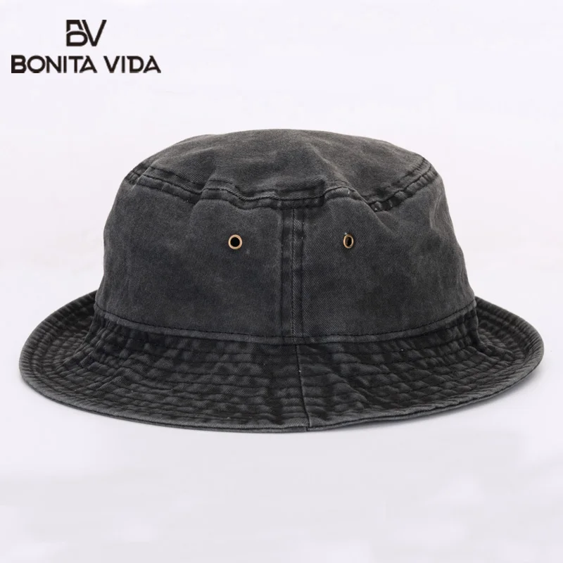 Bonita Vida Ретро моющаяся Harajuku Хип-Хоп Мужская шляпа-Панама женская однотонная хлопковая кепка унисекс уличная черная серая темно-синяя